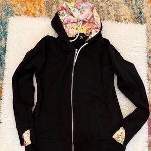 Floral Lined Black Women's Jacket